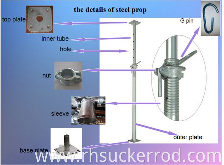 Adjustable Steel Props for Construction jack base scaffolding